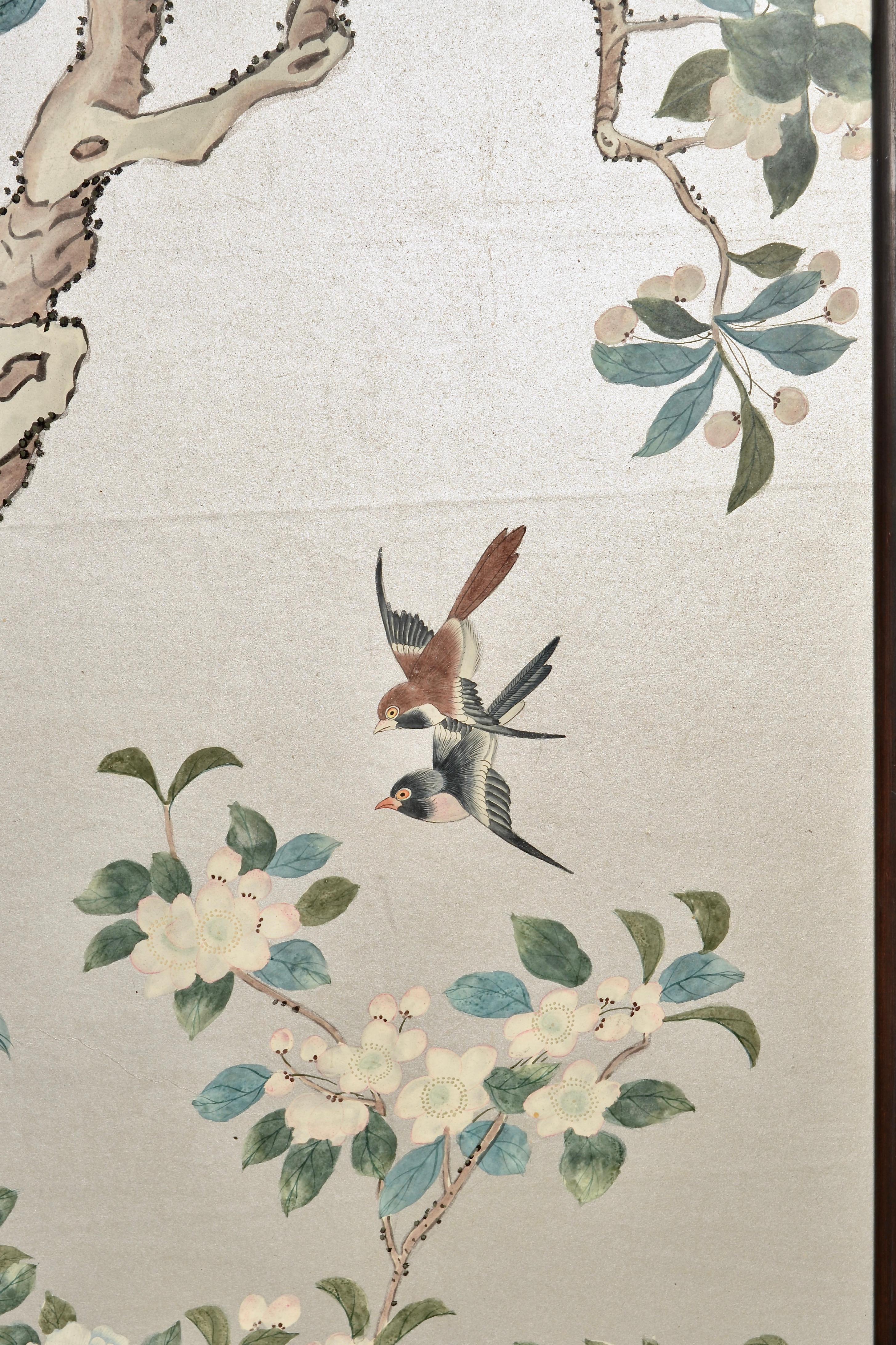 Hand-Painted Chinoiserie Wall Paper Panels, circa 1950s 2