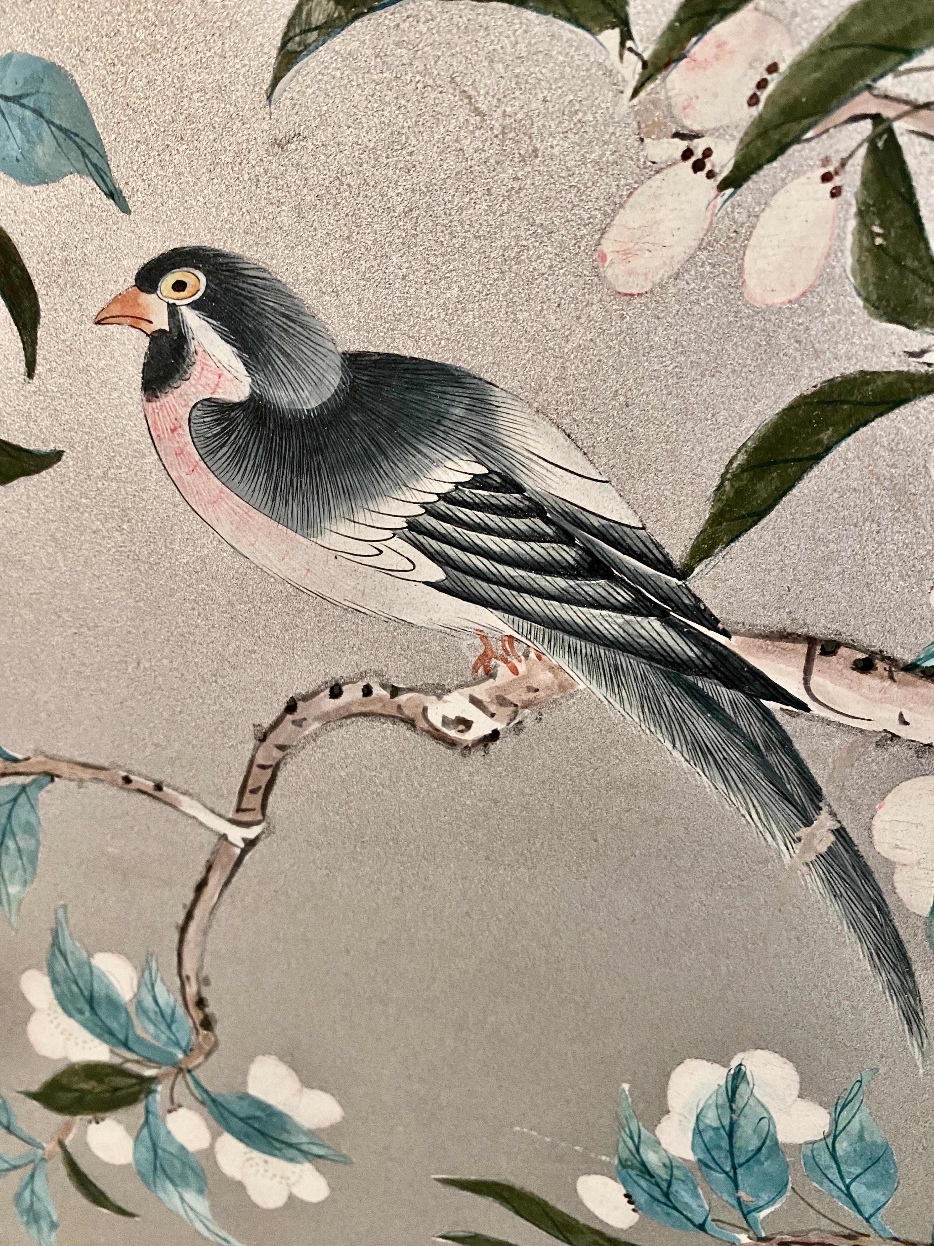 Hand-Painted Chinoiserie Wall Paper Panels, circa 1950s 4