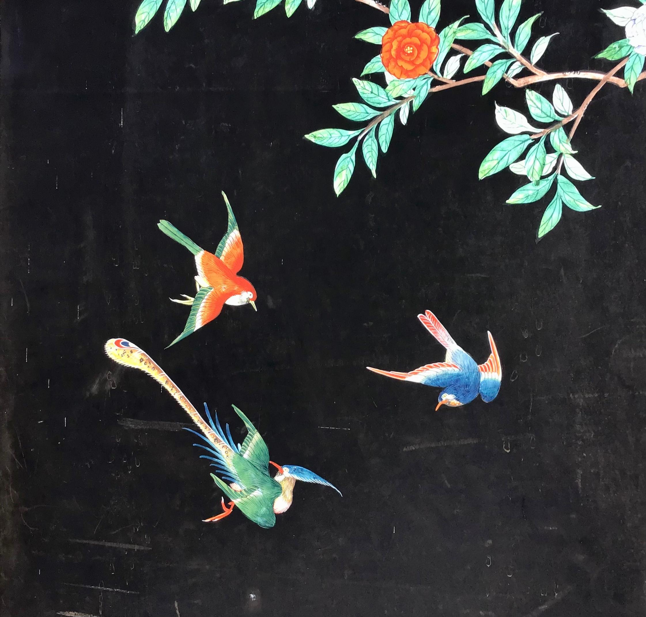 Unknown Hand Painted Chinoiserie Wallpaper Panels