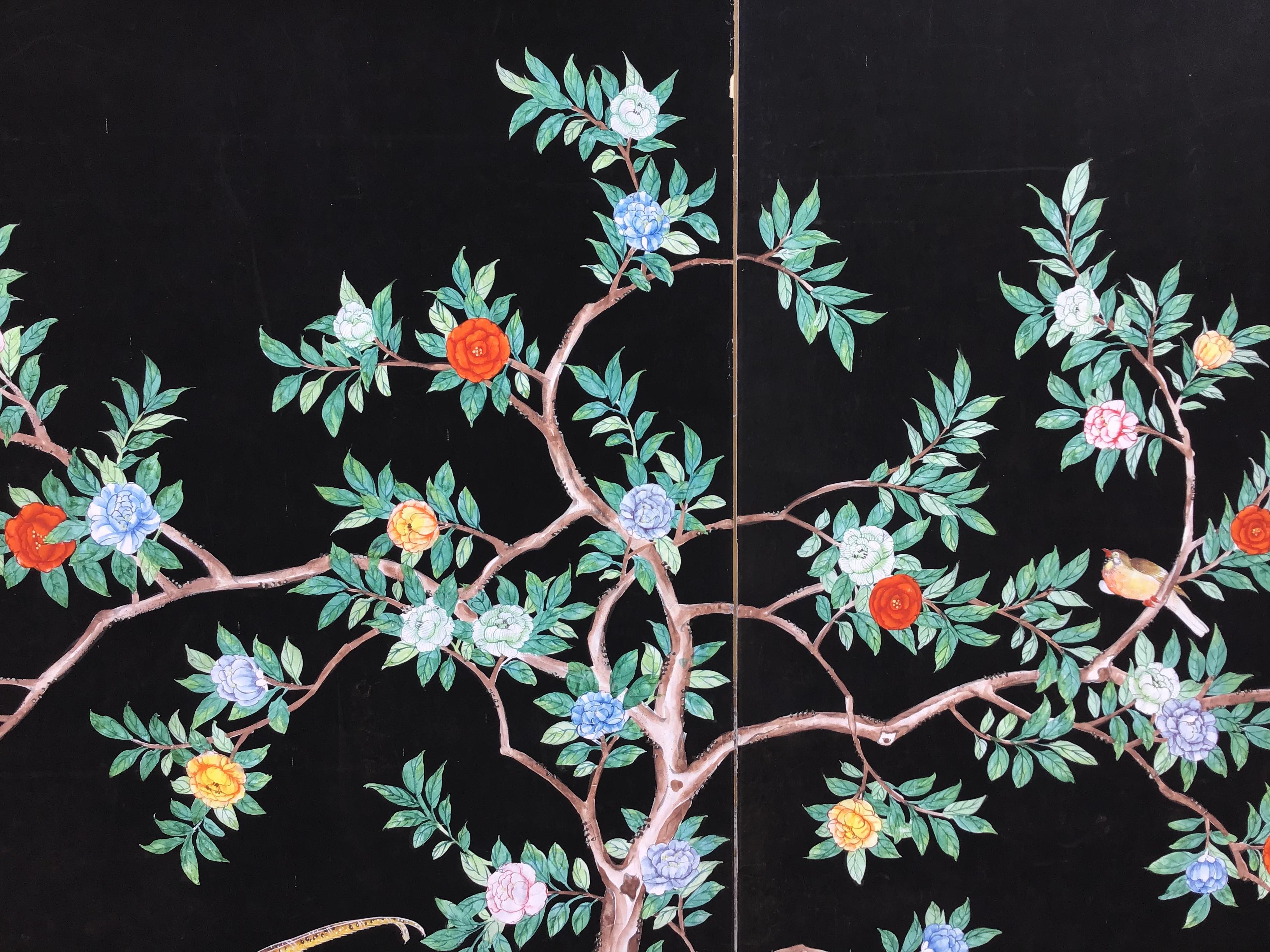 Hand-Painted Hand Painted Chinoiserie Wallpaper Panels