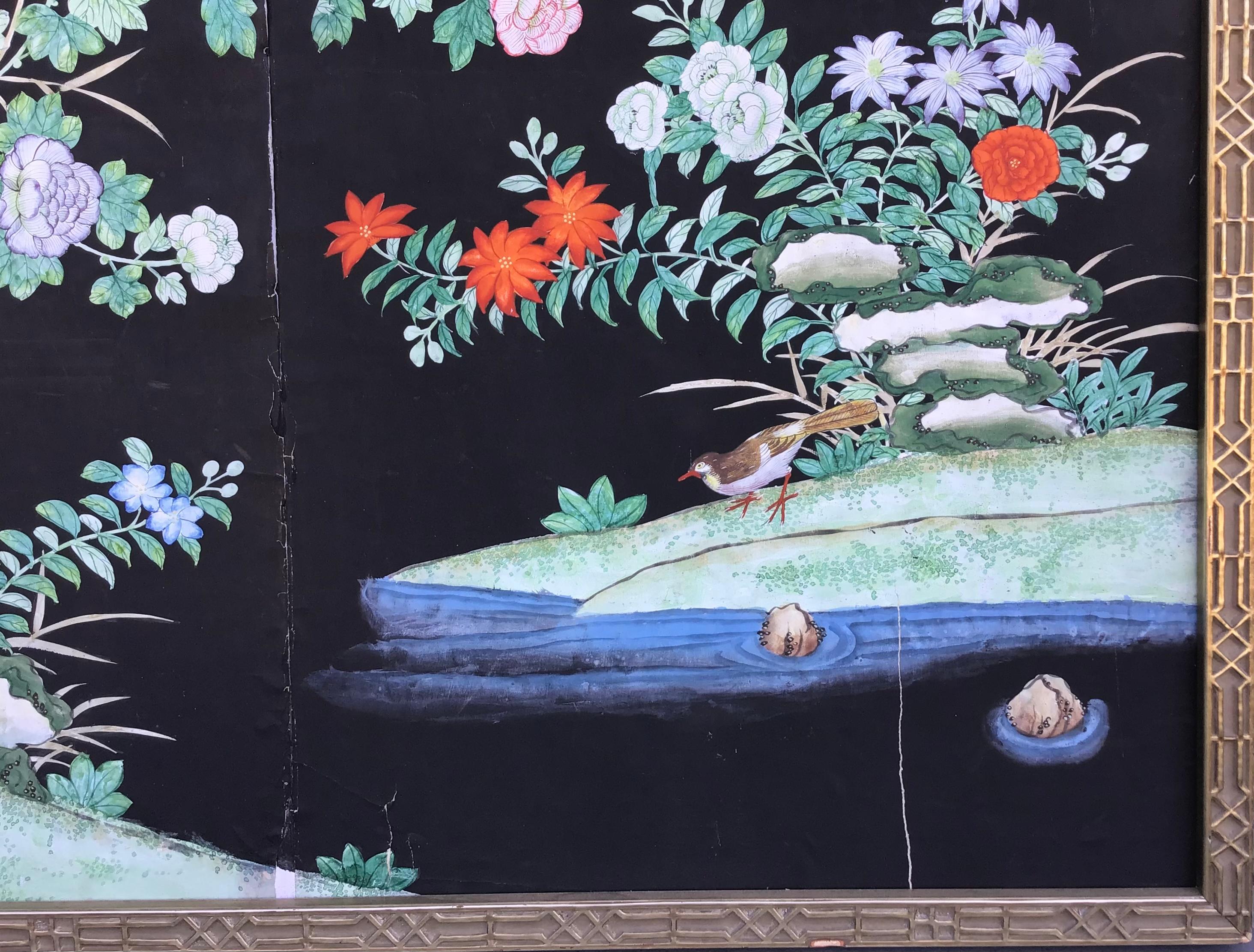 20th Century Hand Painted Chinoiserie Wallpaper Panels