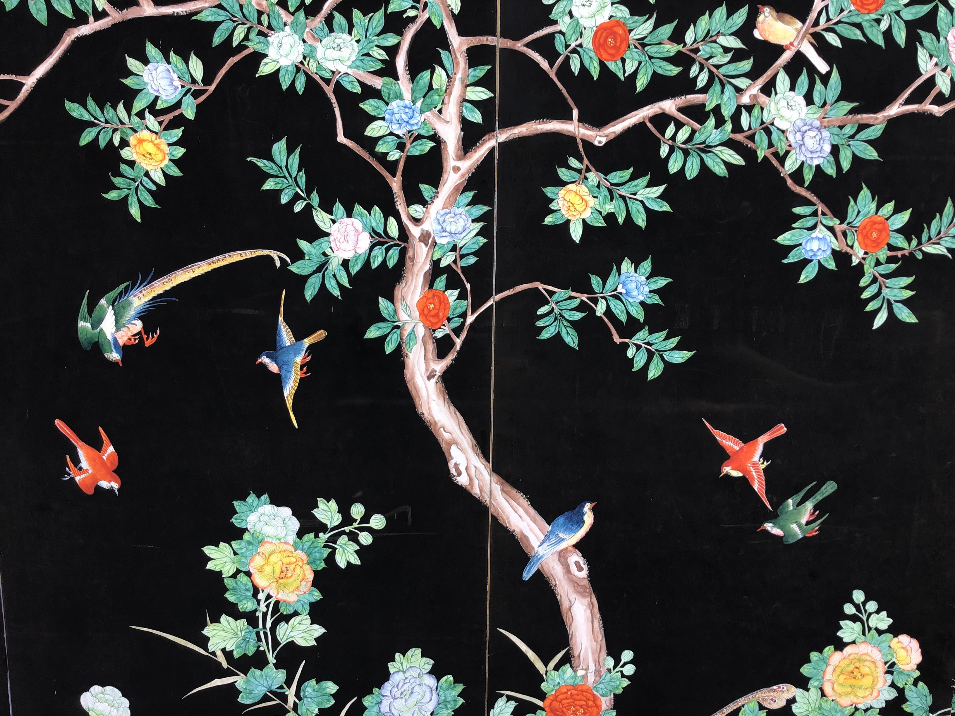 Paper Hand Painted Chinoiserie Wallpaper Panels