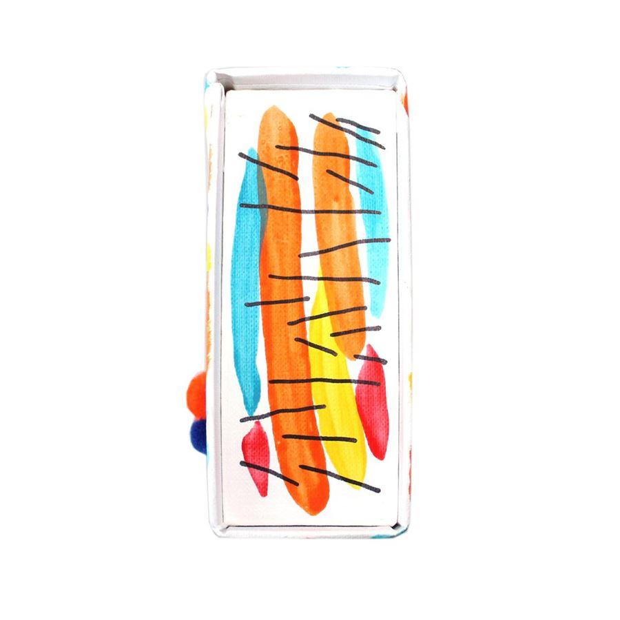 Pièce unique peinte à la main Fibre végétale pressée Motif multicolore Cm 17 x 11 x 45 (6,69 x 4,33 x 1,77 pouces) Avec sac à poussière
