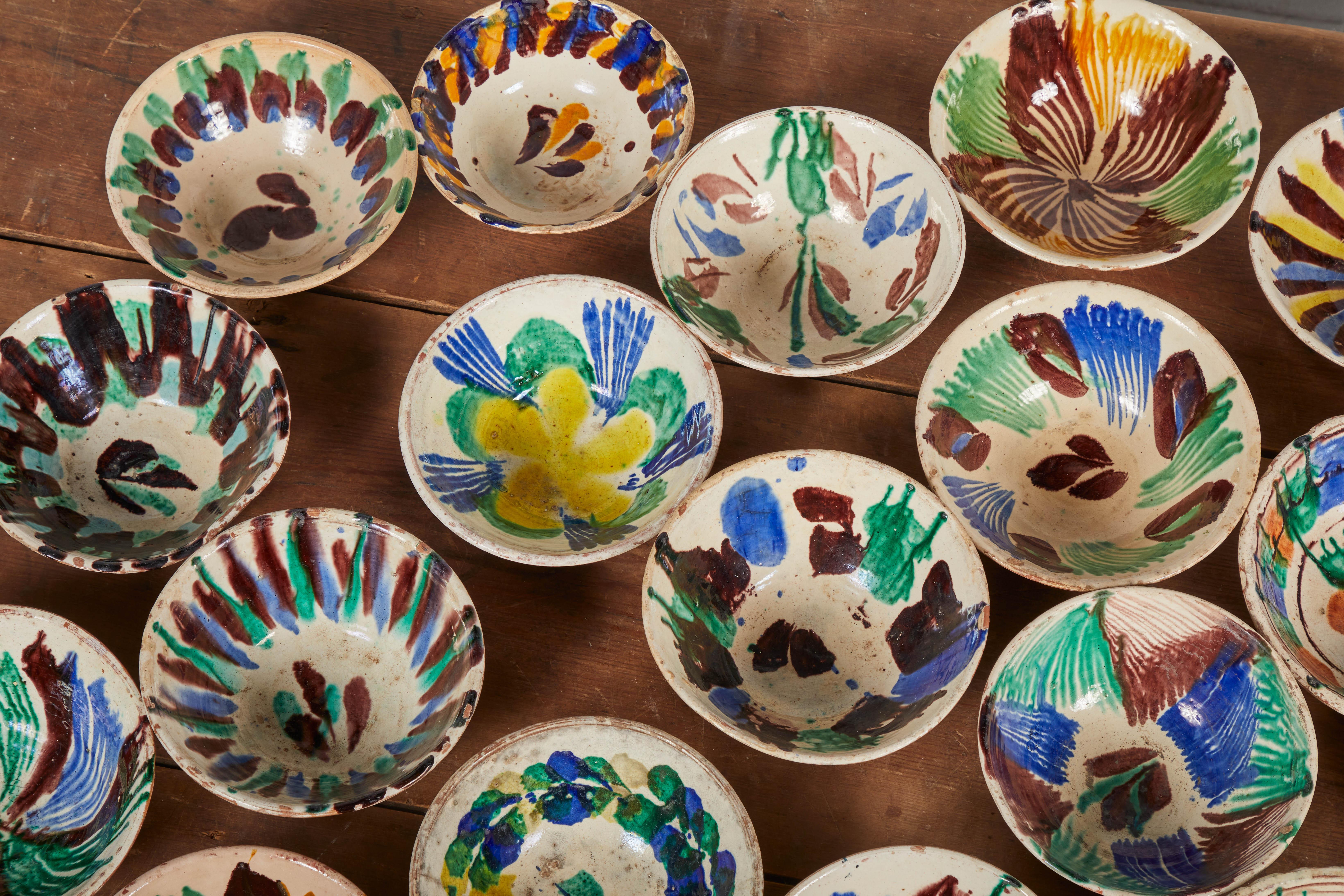 Mid-20th Century Hand Painted Colorful Ceramic Mexican Bowls