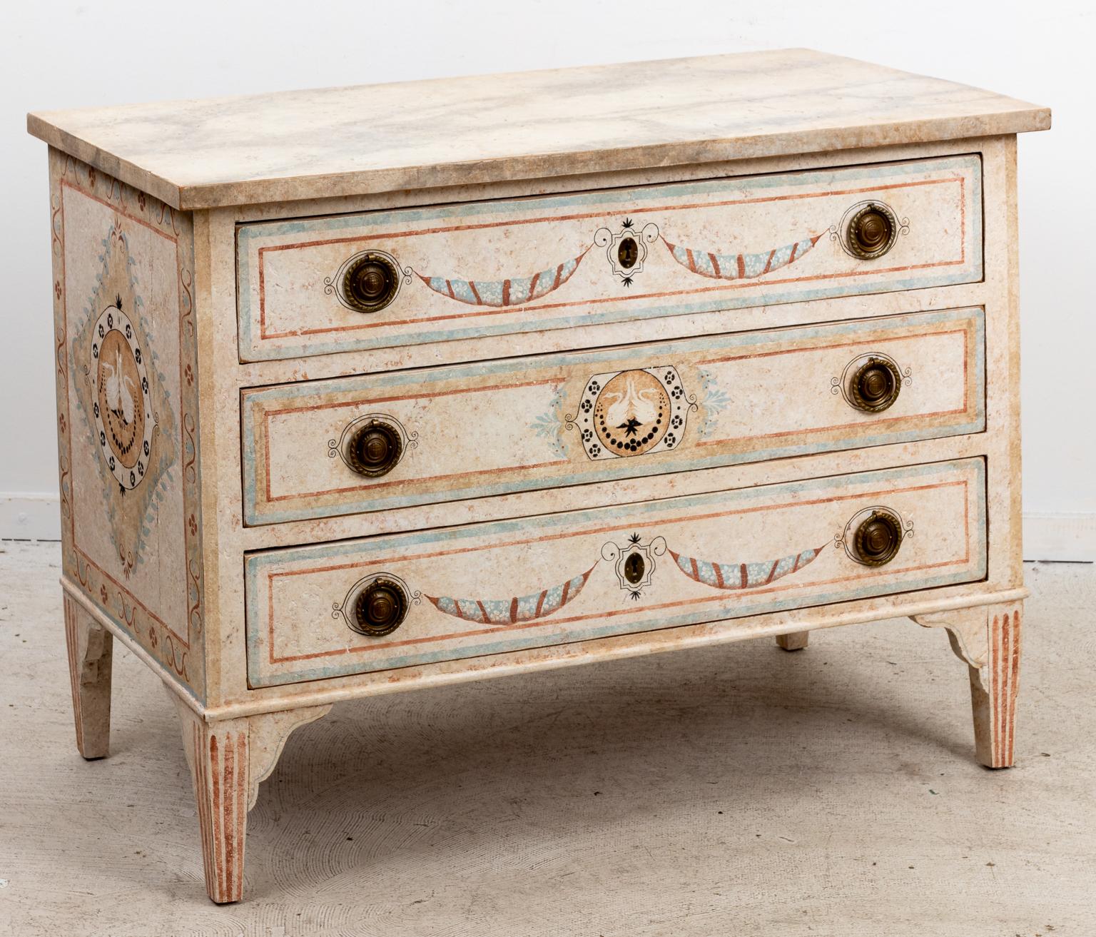 20th Century Hand Painted Commode or Chest of Drawers by Nierman Weeks