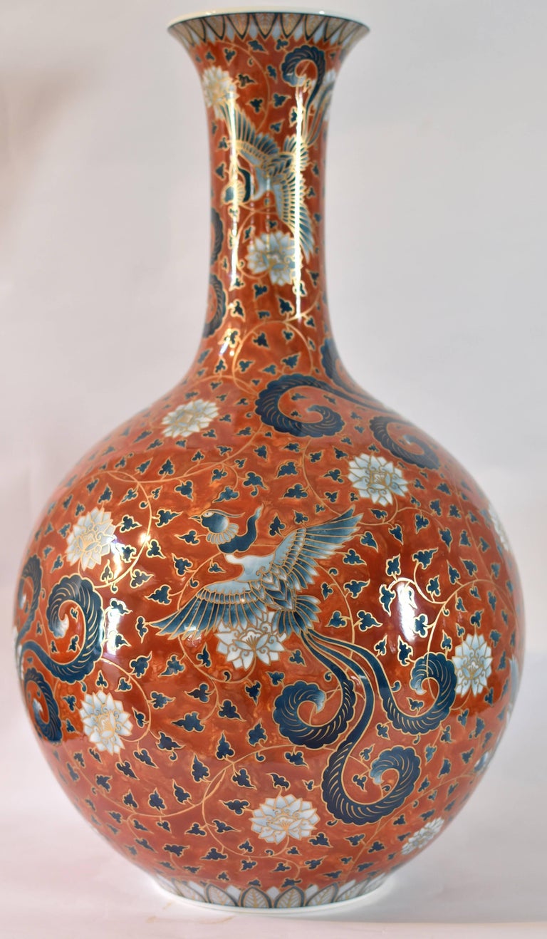 HandPainted Contemporary Porcelain Vase by Japanese Master Artist For