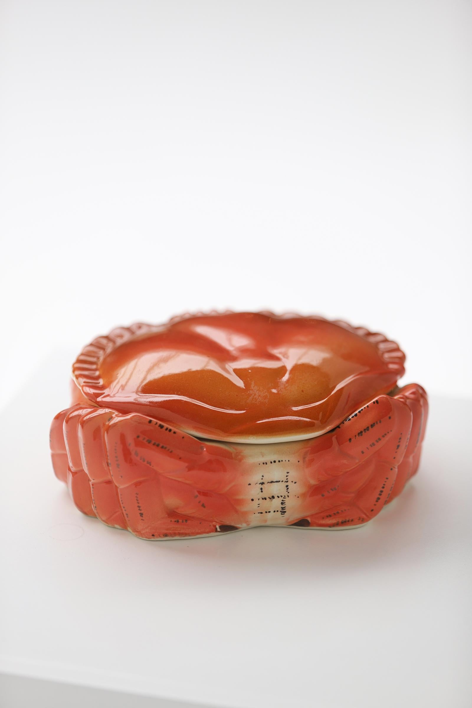 French Provincial Handpainted Crab Terrine by Michel Caugant for Herberstein, Portugal For Sale