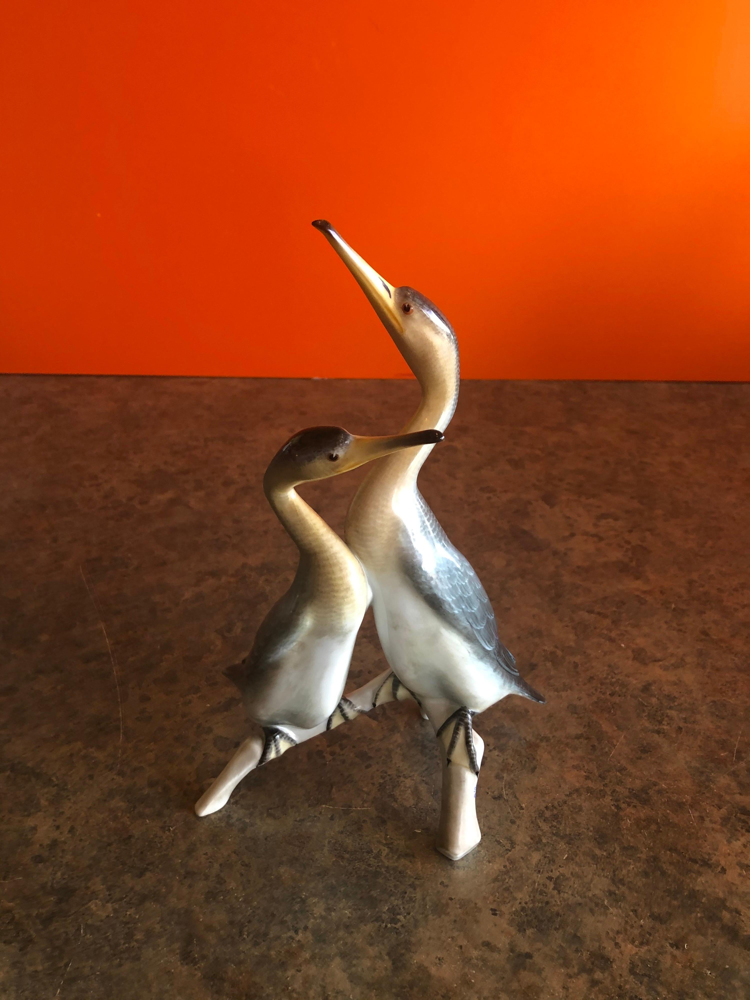 Hand-Painted Hand Painted Cranes / Herons / Birds  Sculpture by Herend of Hungry