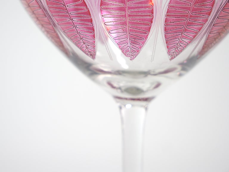 Hand Painted Crystal Champagne Coupe Service / Ten People For Sale 7