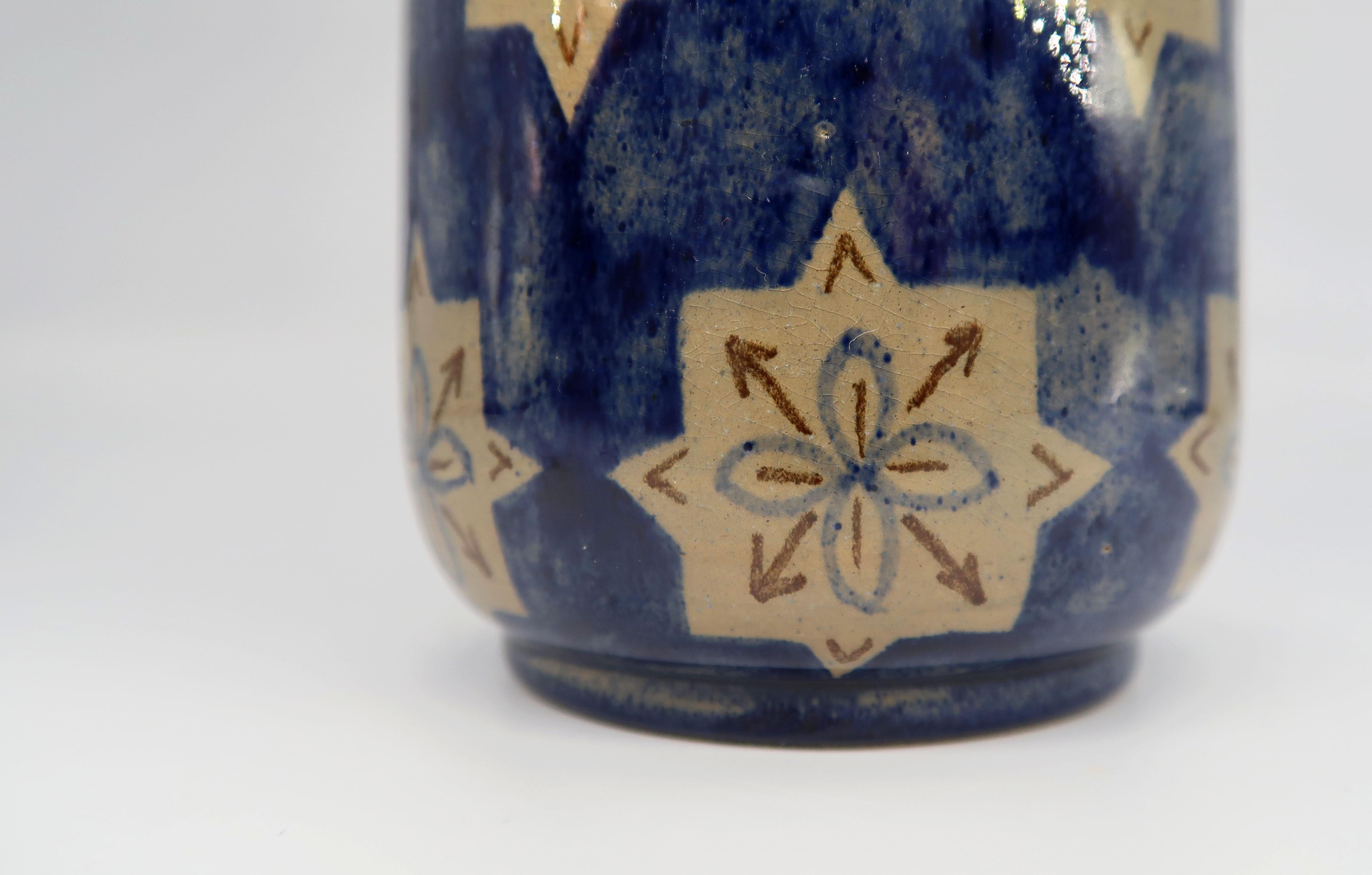 Mid-Century Modern 1940s Hand Painted Danish Midcentury Ceramic Vase by Søholm Keramik For Sale