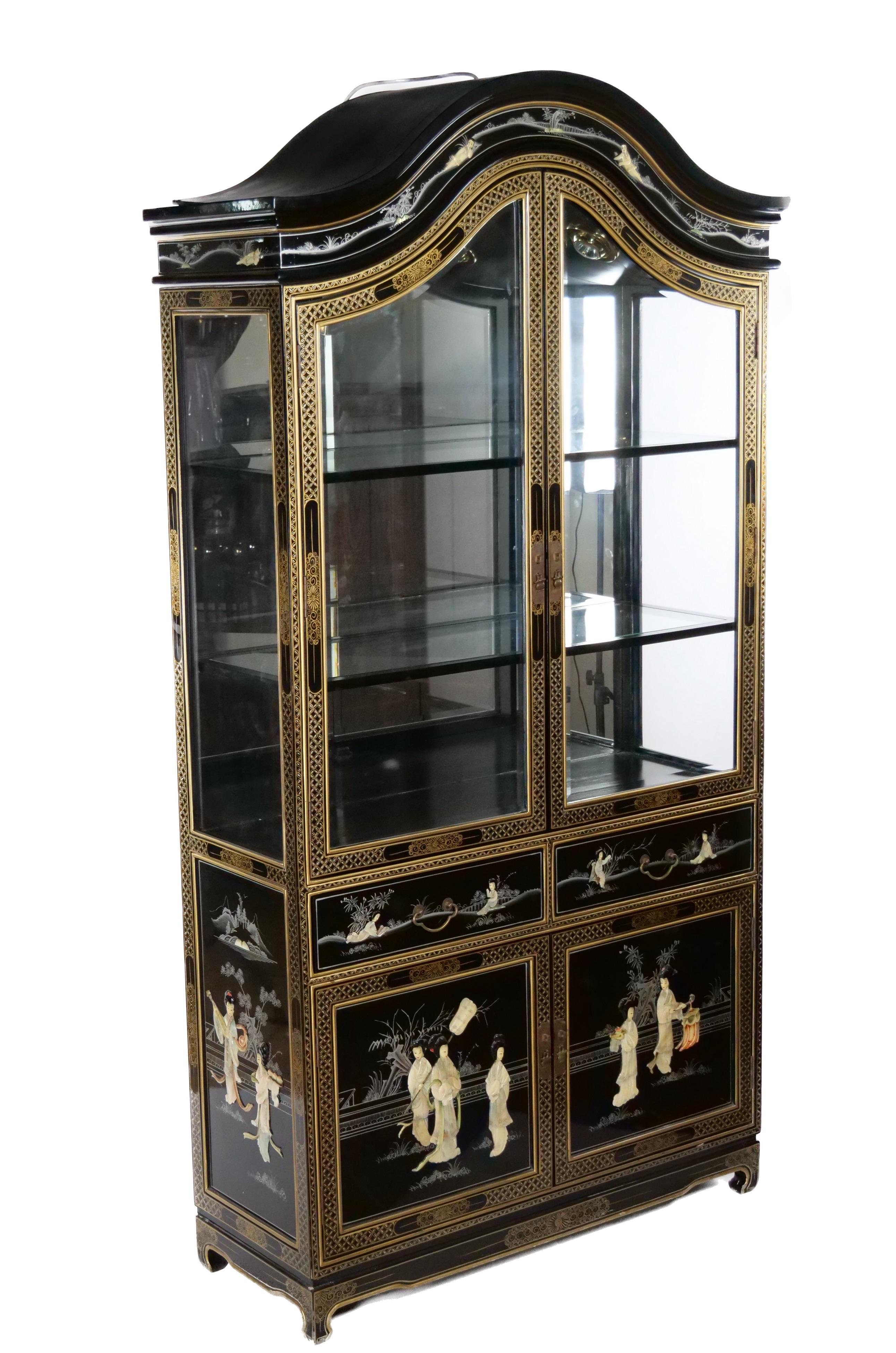 black lacquer curio cabinet