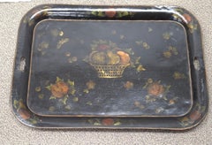 Hand Painted Decorated French Toleware Cafe Serving Tray Centerpiece Decor