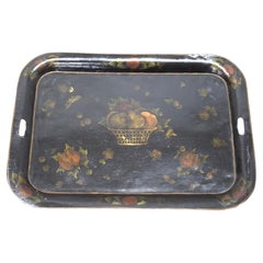 Hand Painted Decorated French Toleware Cafe Serving Tray Centerpiece Decor