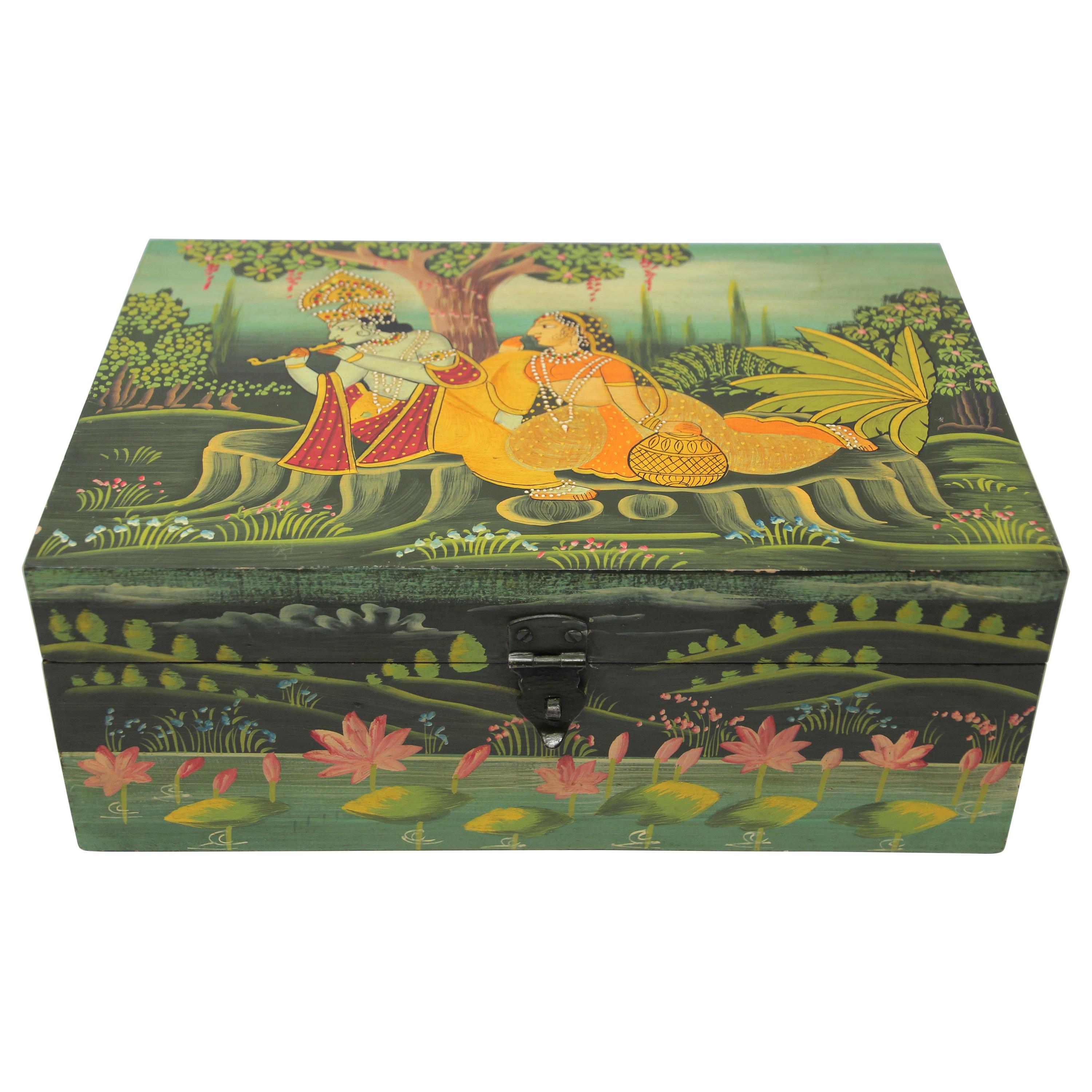 Hand Painted Decorative Box with Krishna