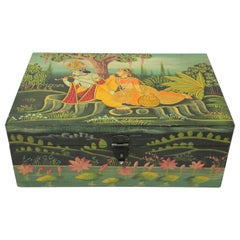 Vintage Hand Painted Decorative Box with Krishna