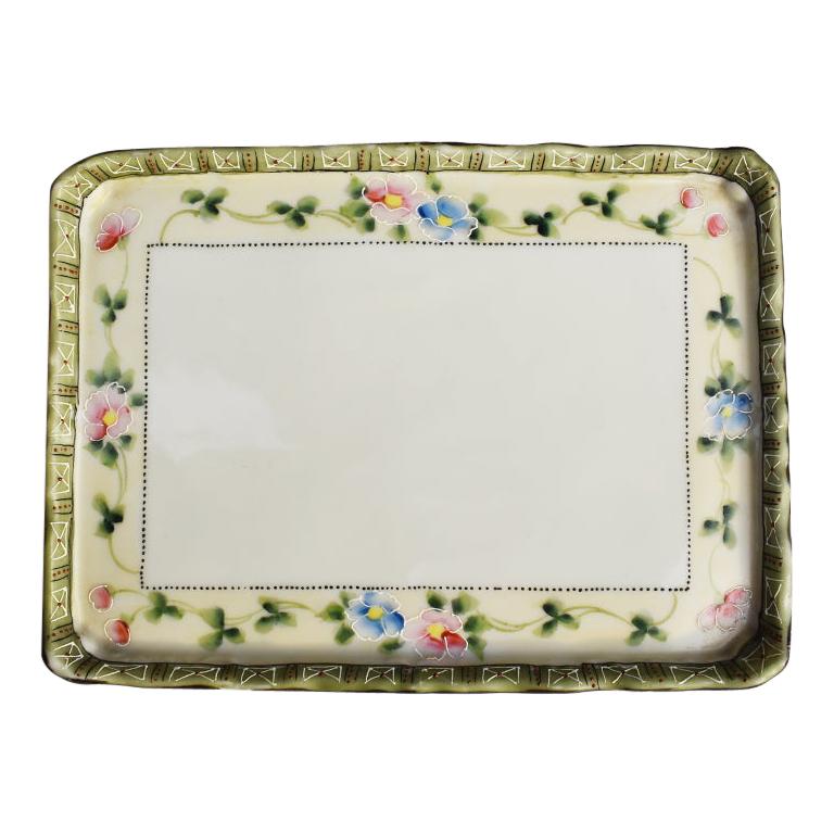 Hand Painted Decorative Floral Porcelain Vide Poche Tray Japan