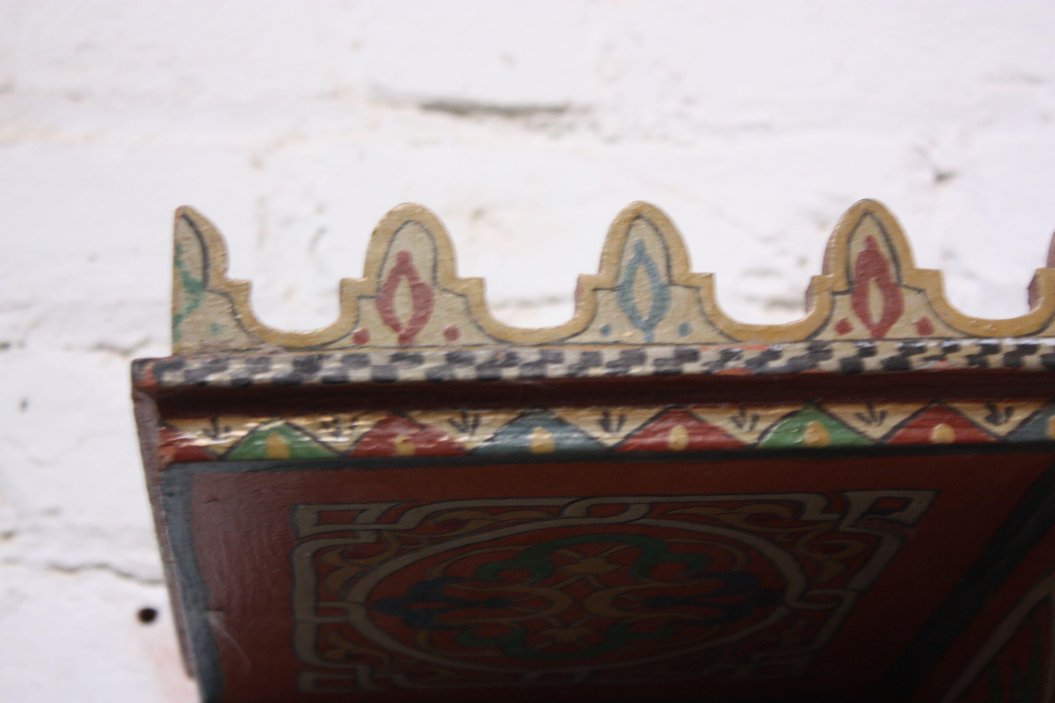 Hand Painted Decorative Folk Art Wall-Mounted Shelf For Sale 5