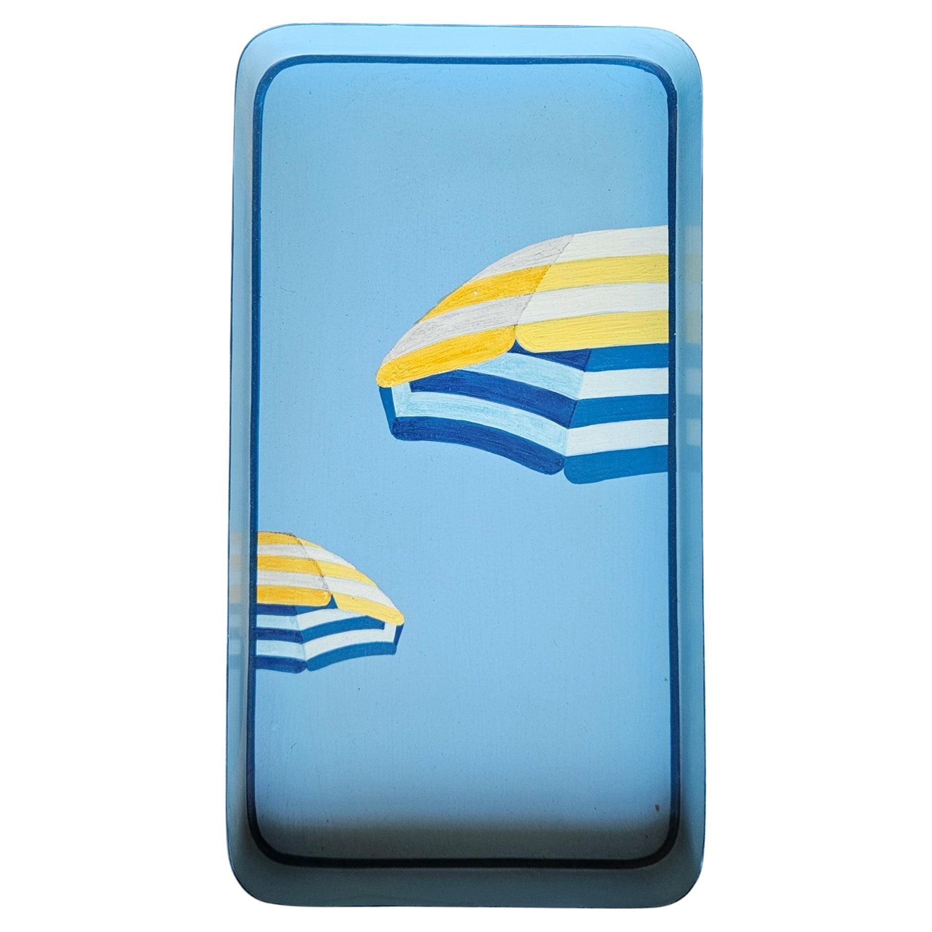 Hand-Painted Decorative Iron Tray - Beach