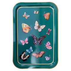 Hand-Painted Decorative Iron Tray - Butterflies