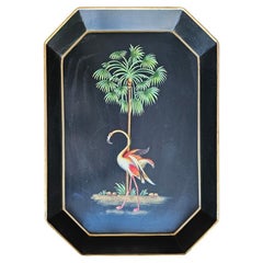 Hand-Painted Decorative Iron Tray - Flamingo