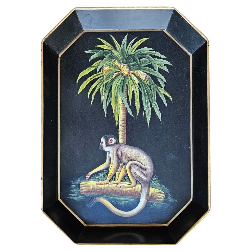 Hand-Painted Decorative Iron Tray - Monkey