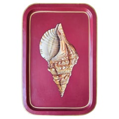 Hand-Painted Decorative Iron Tray - Seashell