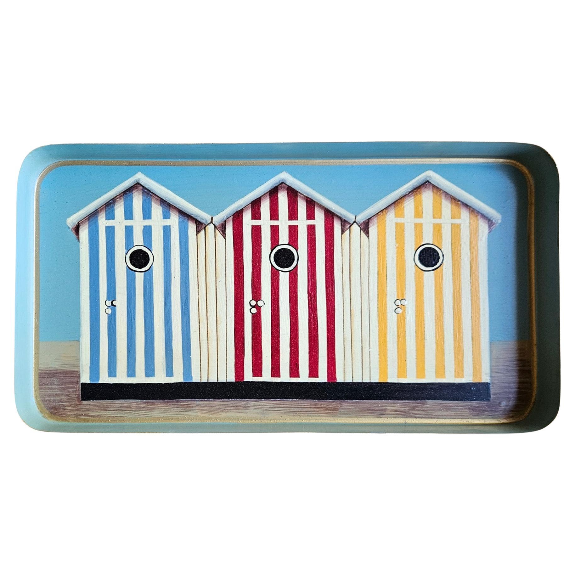 Hand-Painted Decorative Iron Tray - Seaside