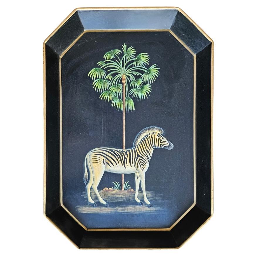 Hand-Painted Decorative Iron Tray - Zebra