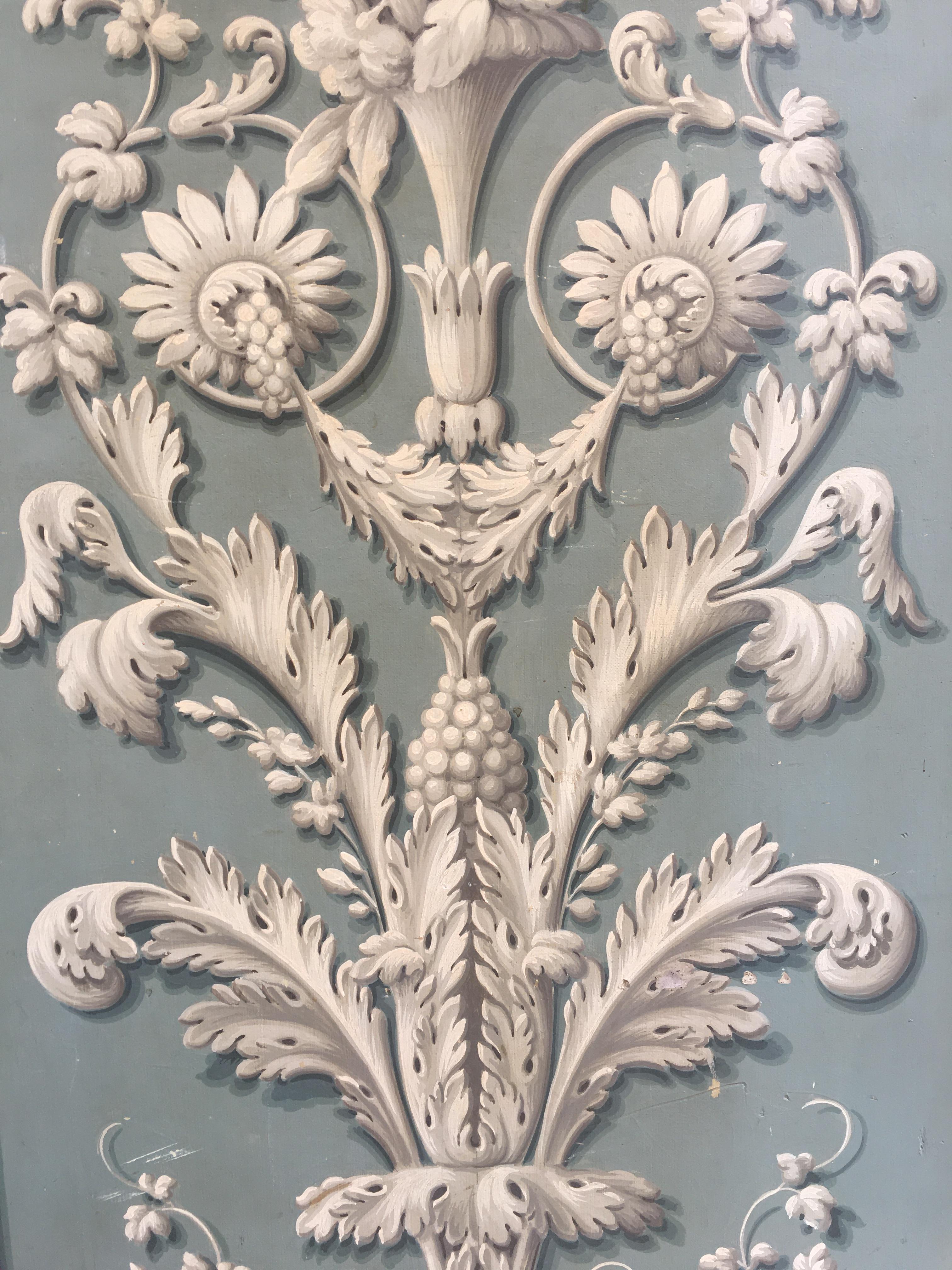 Hand Painted Decorative Panel from the 19th Century In Good Condition In Naples, IT