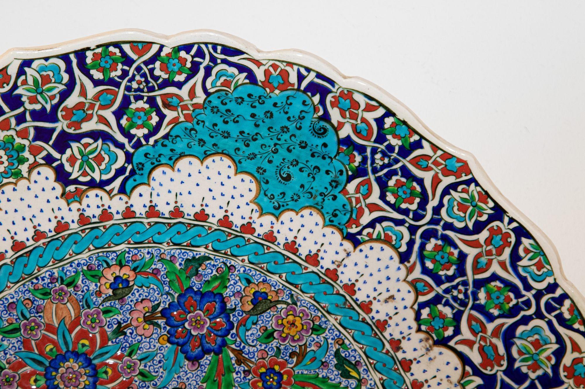 Hand Painted Decorative Plate After an Original Iznik 16th C. Ottoman Design 4