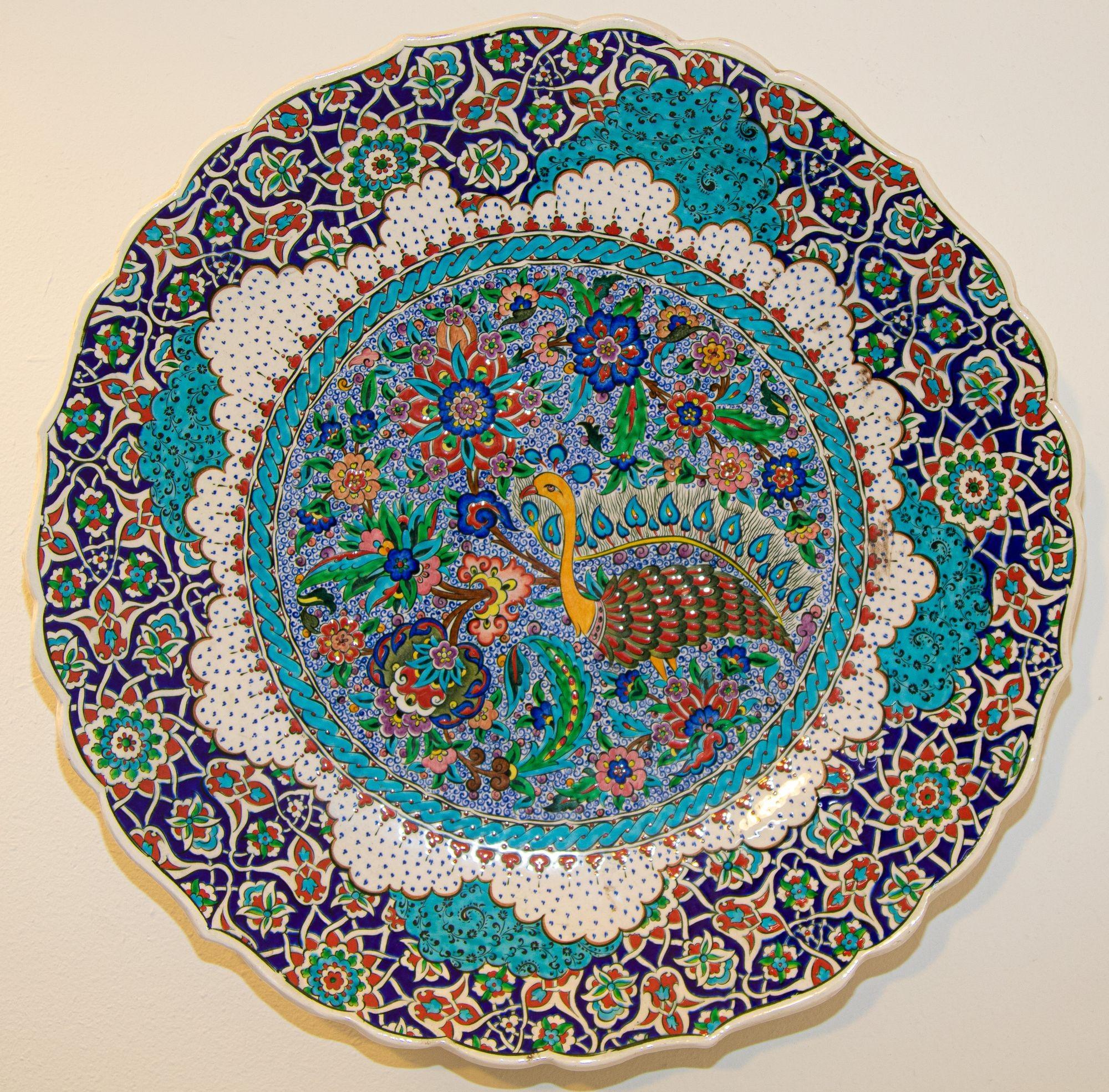 Turkish Hand Painted Decorative Plate After an Original Iznik 16th C. Ottoman Design