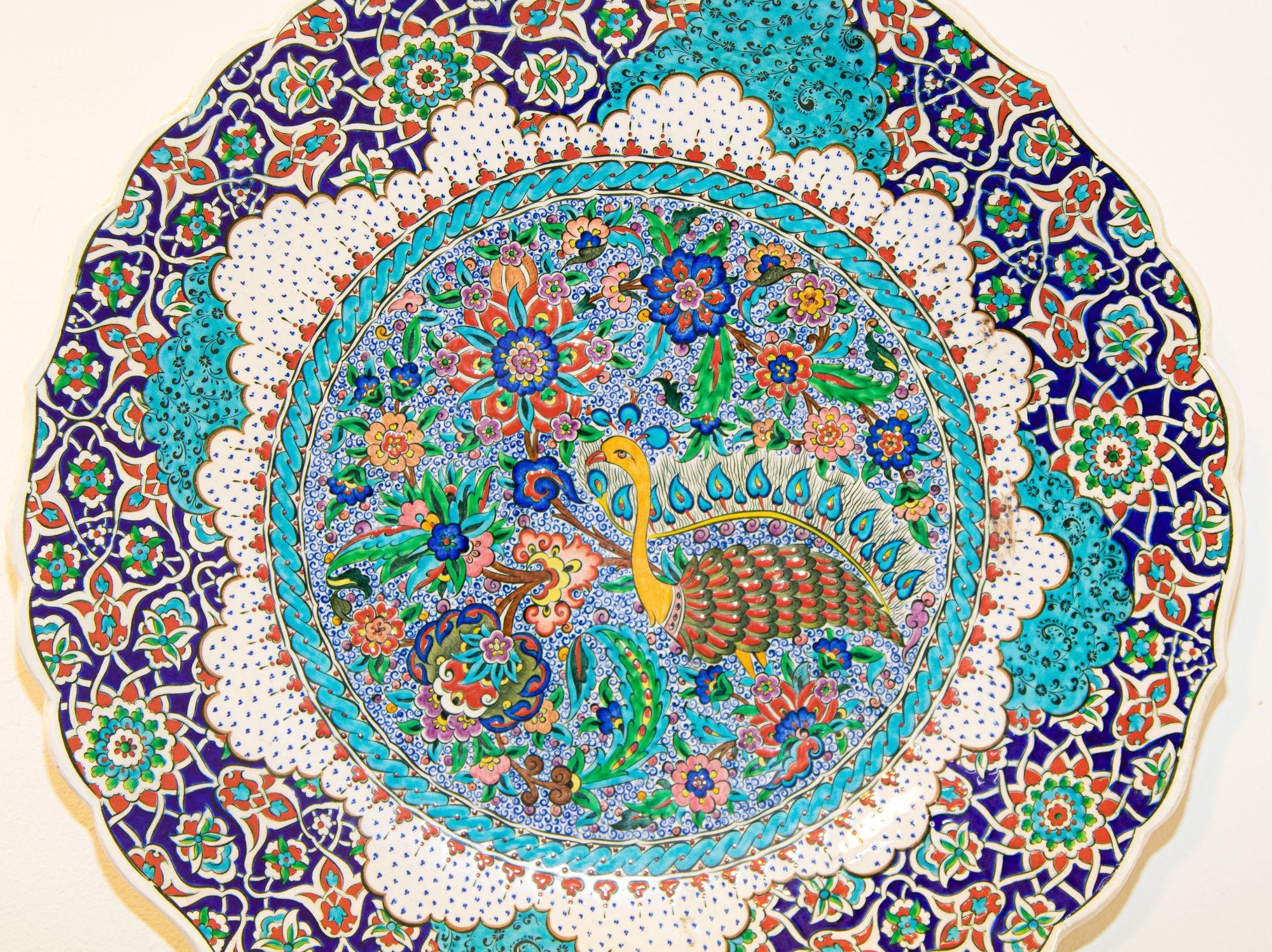 Hand-Crafted Hand Painted Decorative Plate After an Original Iznik 16th C. Ottoman Design