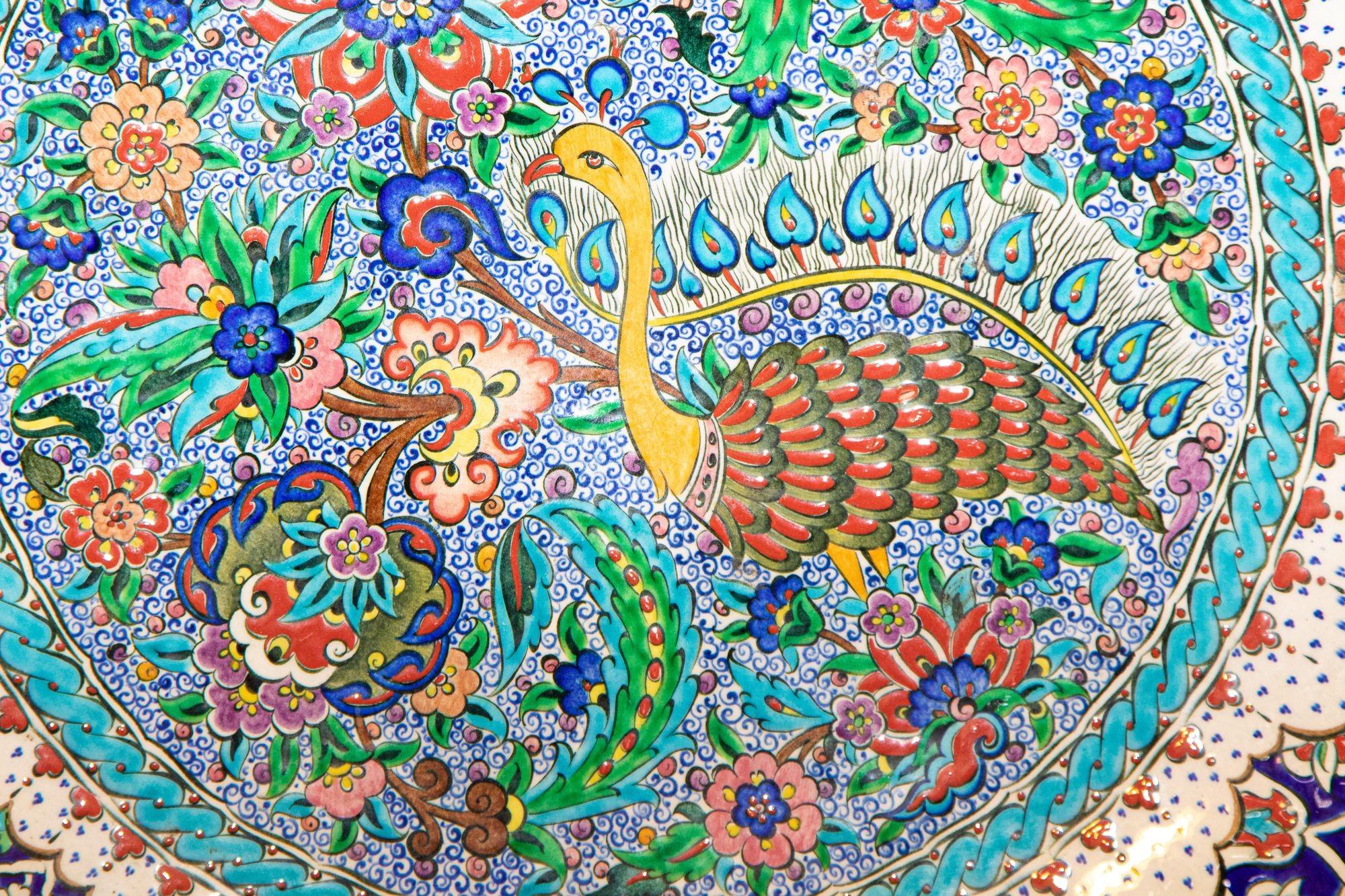 20th Century Hand Painted Decorative Plate After an Original Iznik 16th C. Ottoman Design