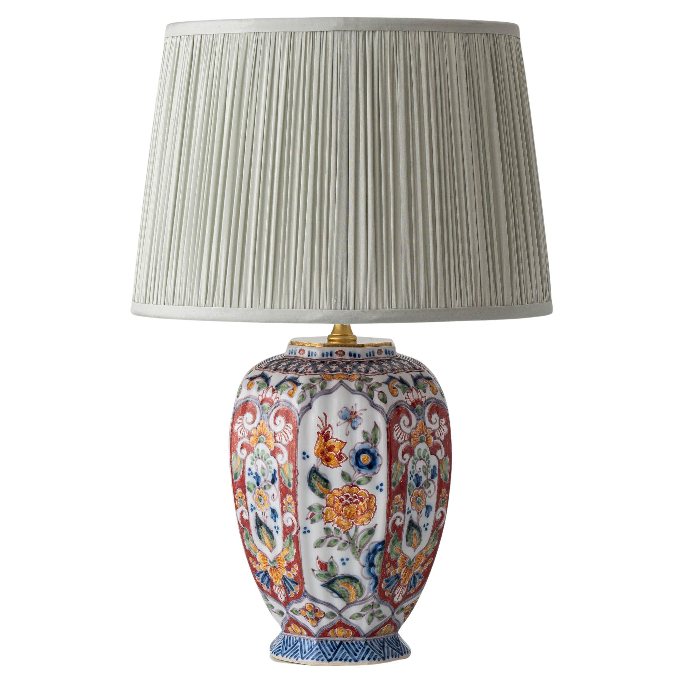 Hand-Painted Delft-Style Ceramic Table Lamp by Altena and Krooyenga Makkum For Sale