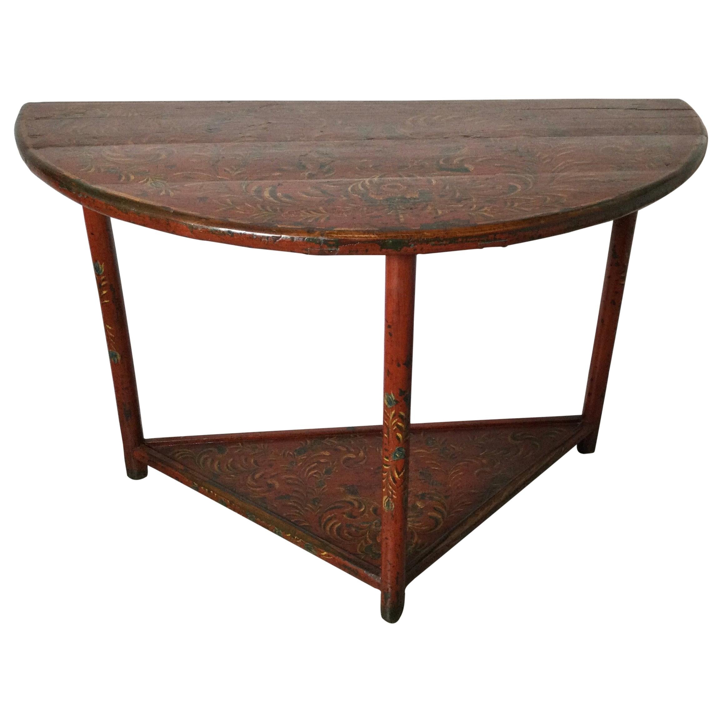 Pair of Painted Wood Demilune Tables at 1stDibs