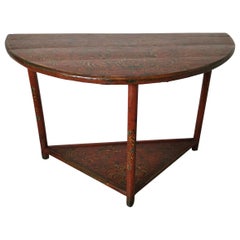 Hand Painted Demilune Table, circa 1870