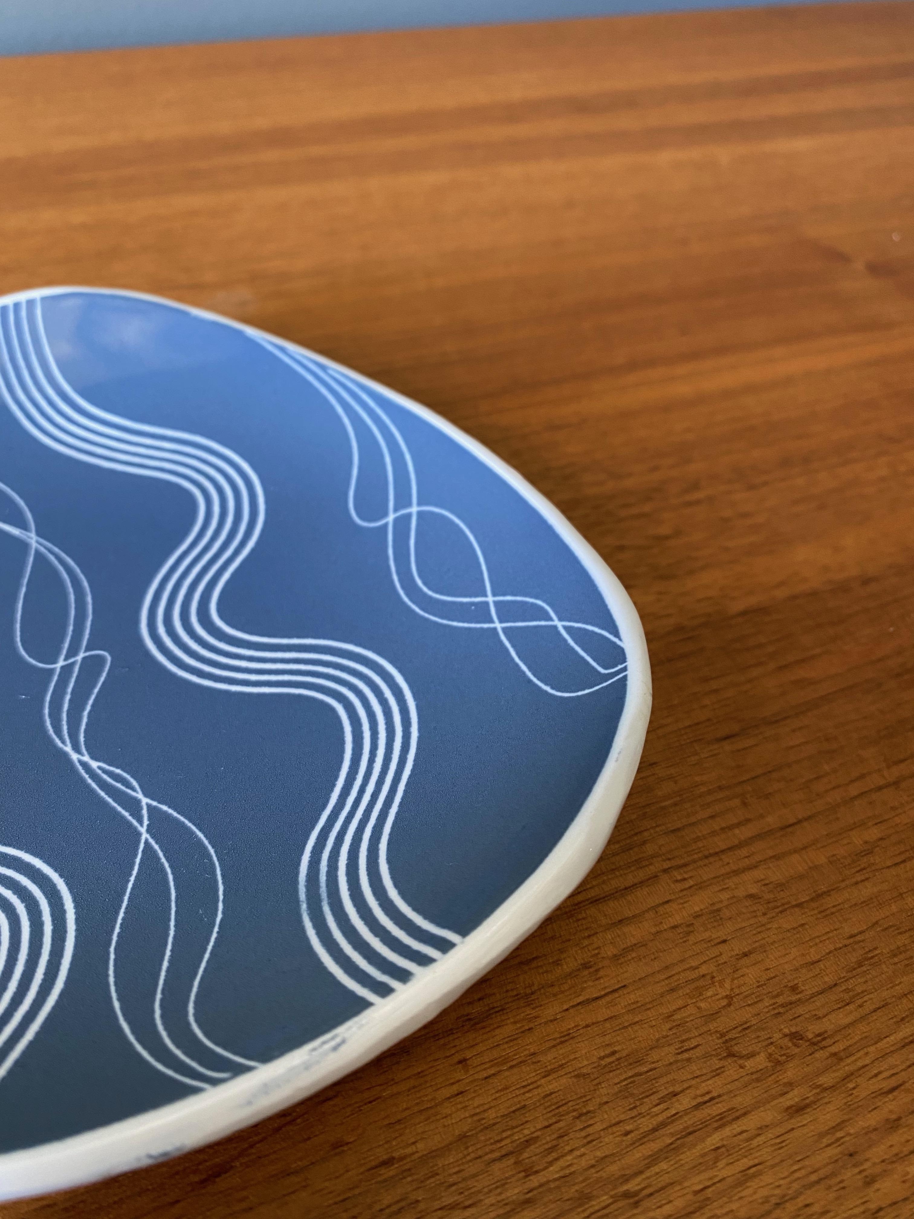 Post-Modern Hand Painted Dish by Schramberg Pottery For Sale