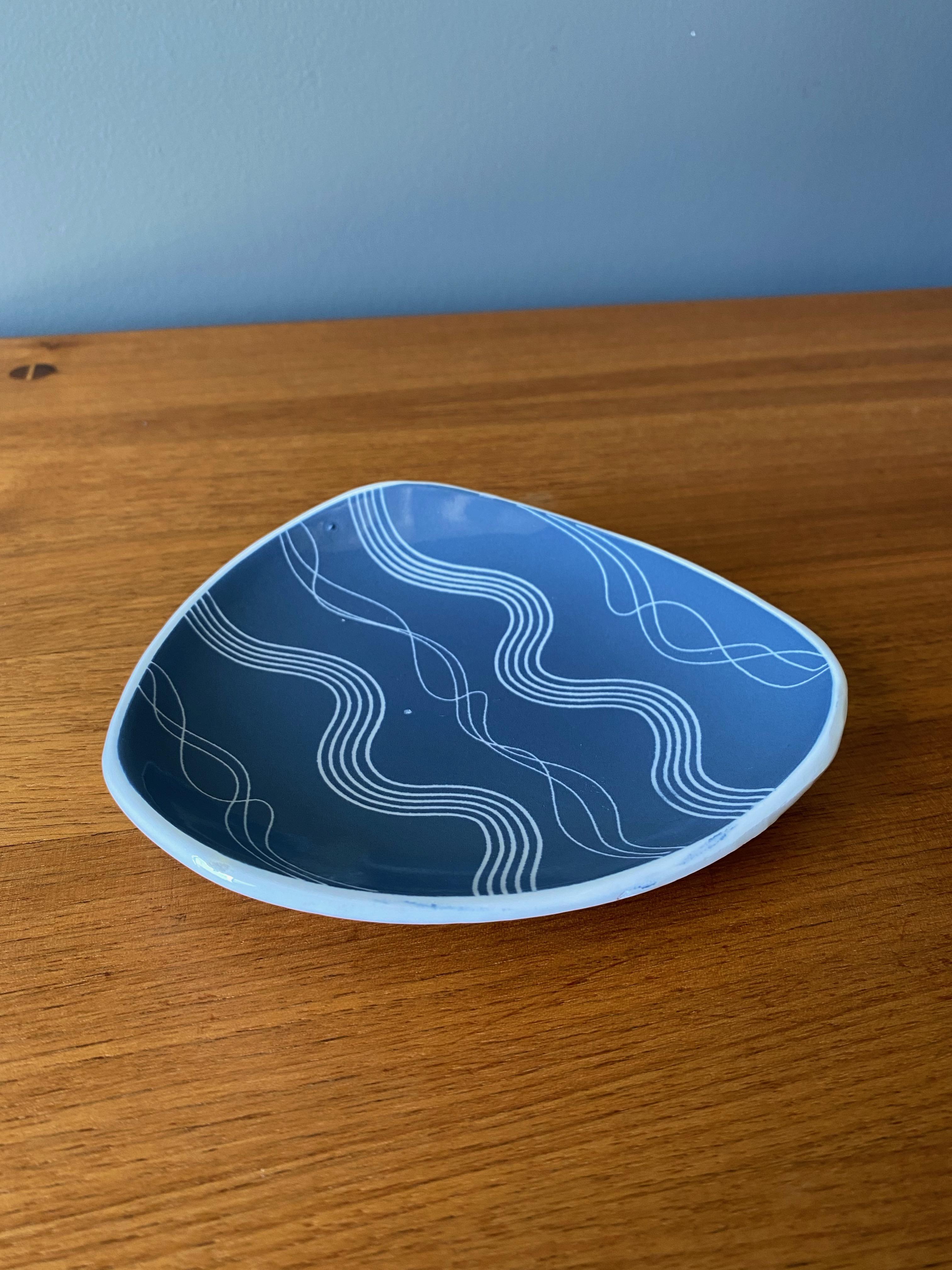 Late 20th Century Hand Painted Dish by Schramberg Pottery For Sale