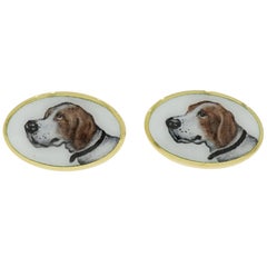Hand-Painted Dog Portrait Oval Cufflinks