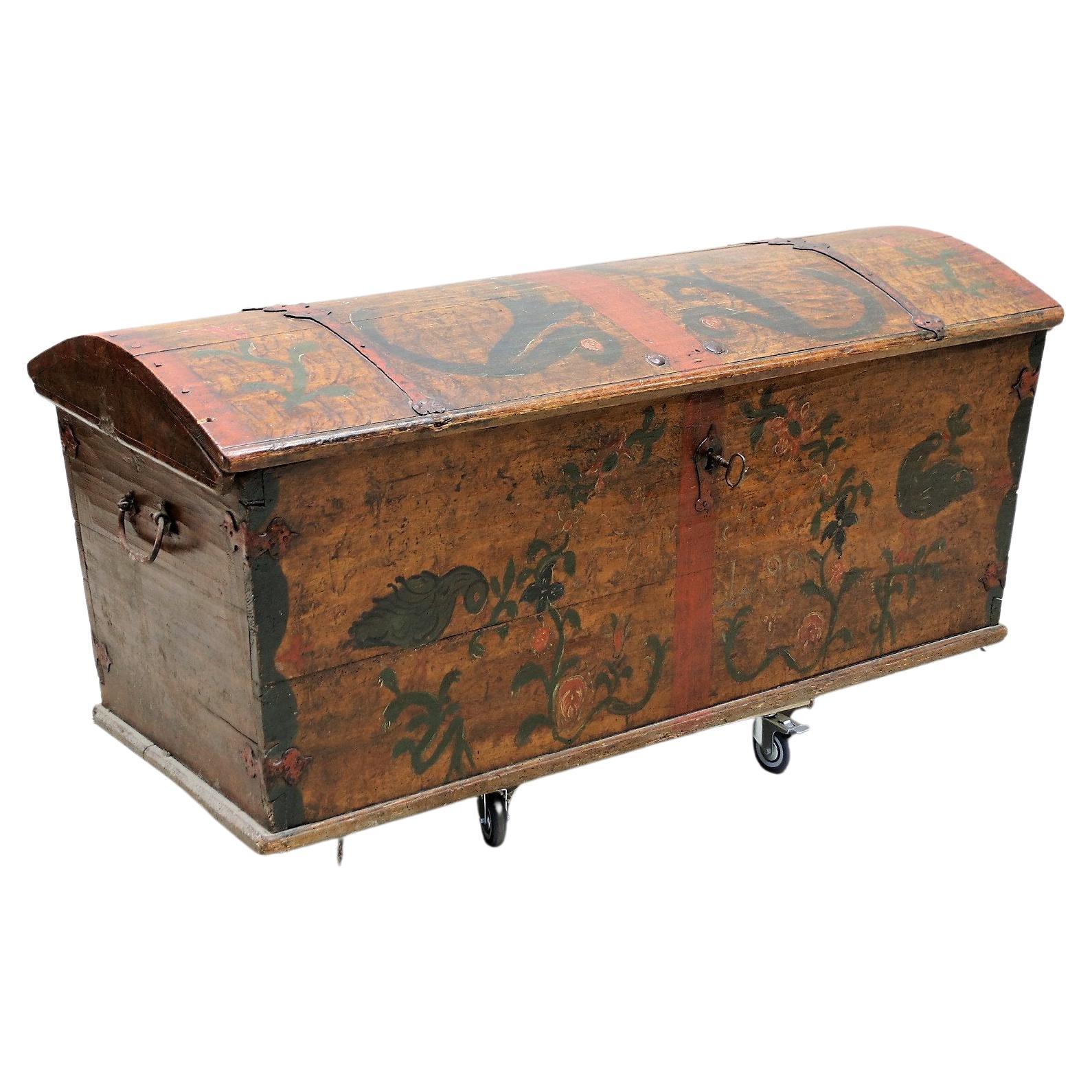 Hand-Painted Domed-Top Trunk, ca. 1799