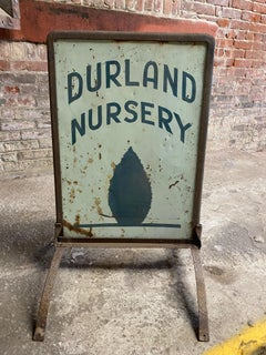 Panneau publicitaire de la crèche Durland double face peint à la main, années 1930