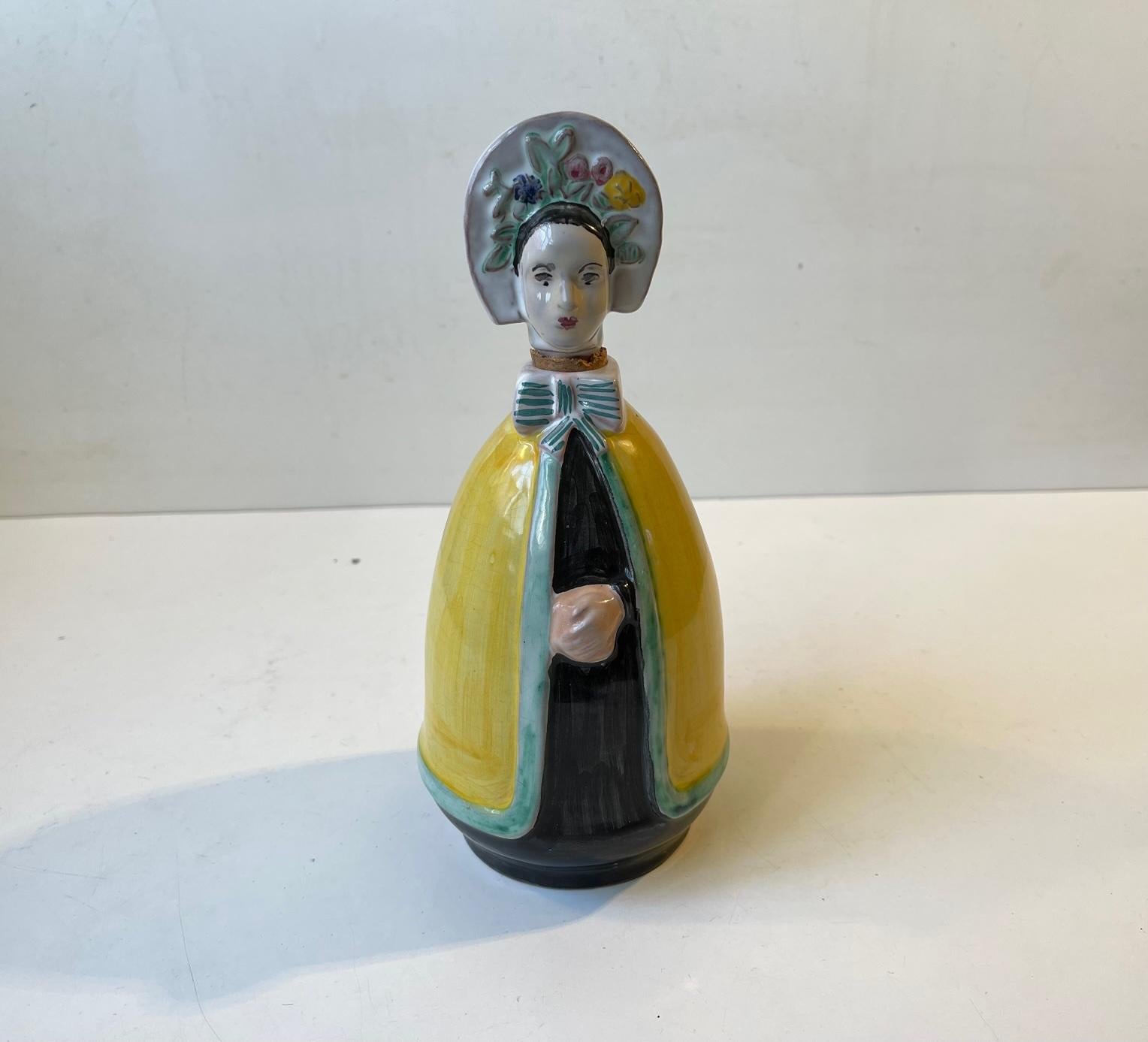 Hand-Painted Dressed Woman Decanter by Johgus Bornholm, 1950s For Sale 2
