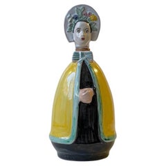 Hand-Painted Dressed Woman Decanter by Johgus Bornholm, 1950s