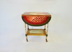 Mesa de servicio de hojas abatibles pintada a mano por Peter Hunt Artista folclórico de Provincetown RI