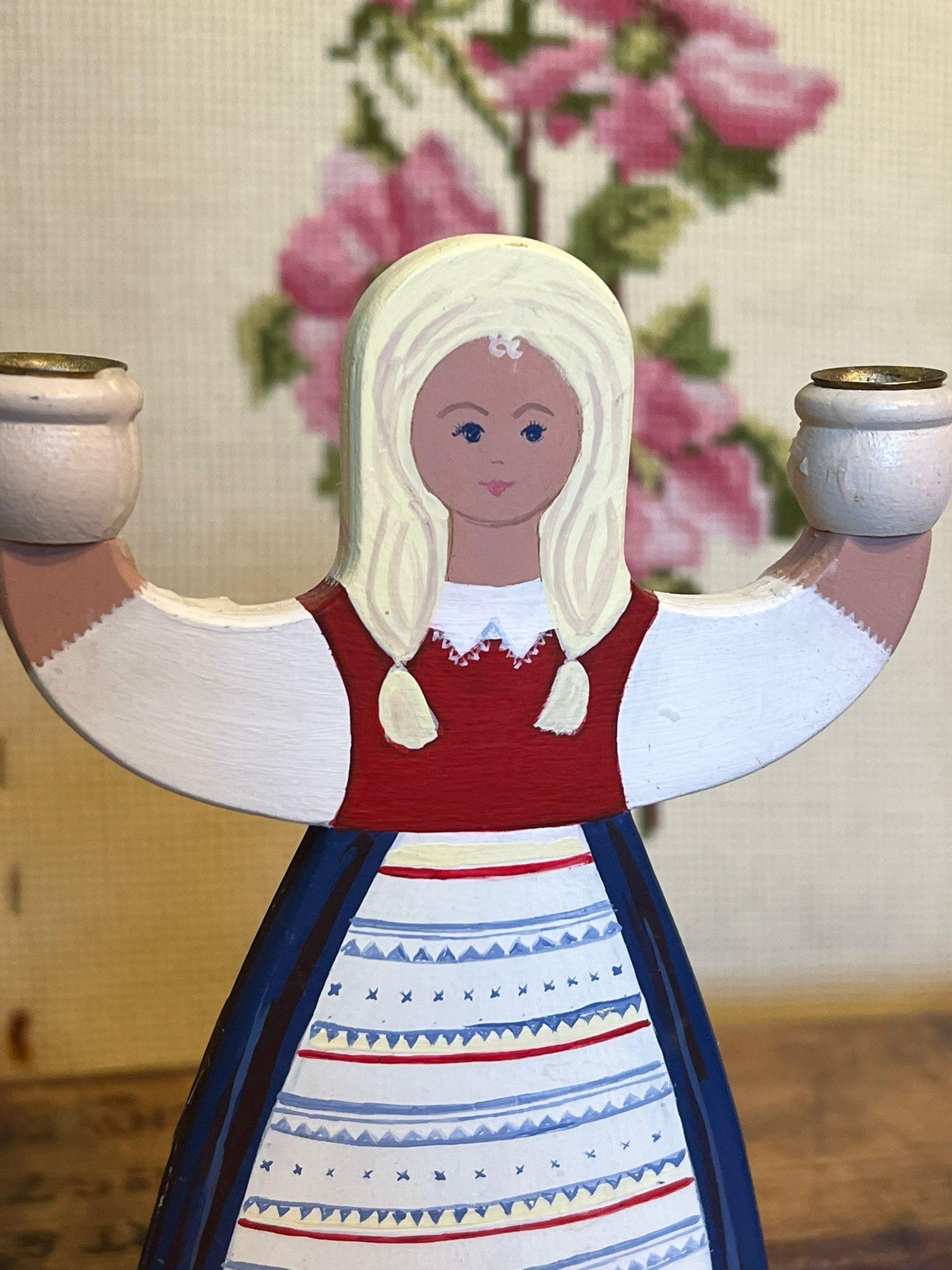 Mid-Century Modern Hand Painted Dutch Folk Art style Decor For Sale