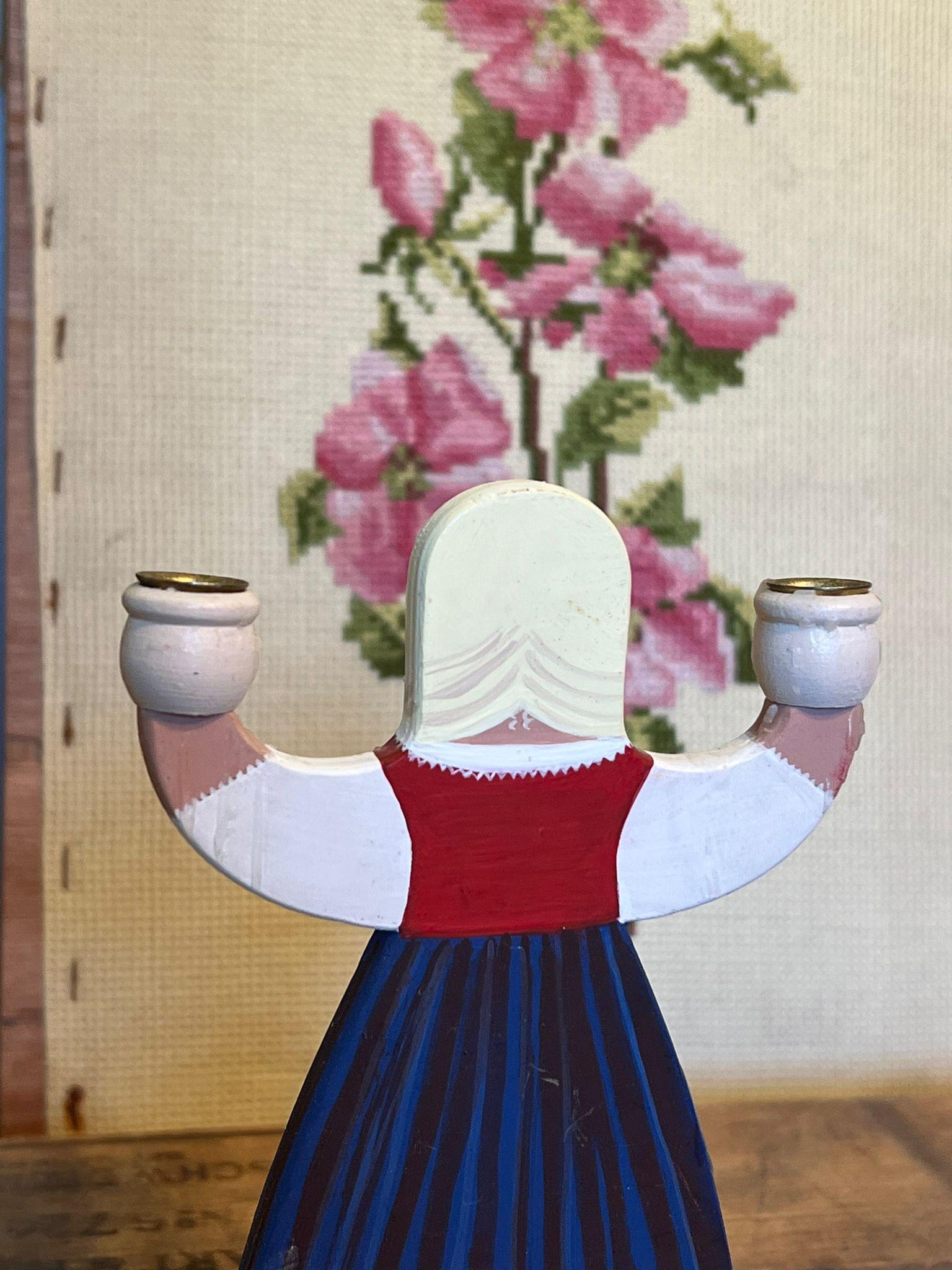 Hand Painted Dutch Folk Art style Decor In Good Condition For Sale In Seattle, WA