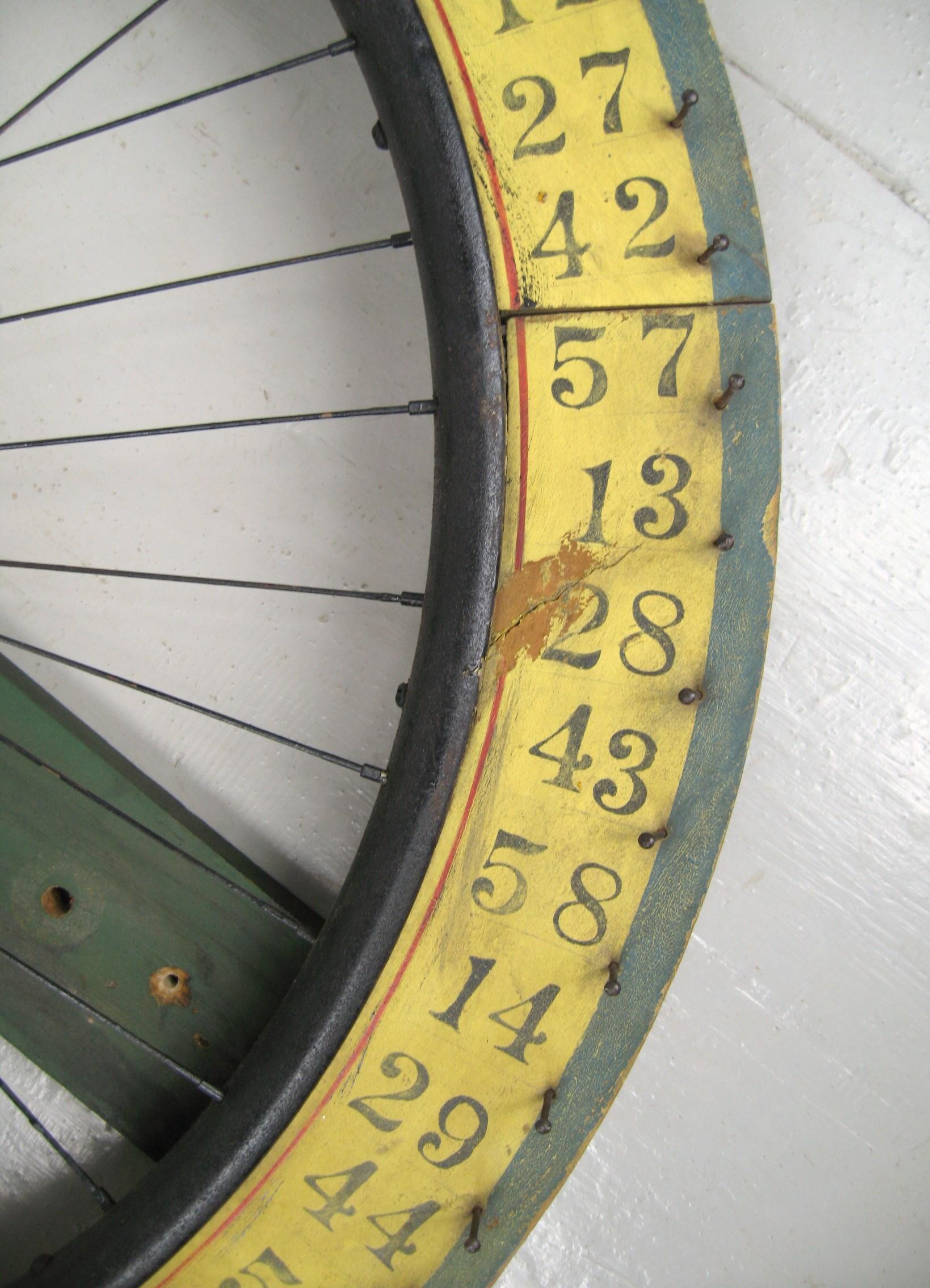 Early 20th Century Hand Painted Early Americana Folk Art Wall Mount Game Wheel For Sale