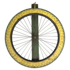Hand Painted Early Americana Folk Art Wall Mount Game Wheel