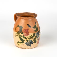 Handbemalte Steingutkeramik mit Vogel und Blumen, um 1900