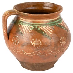 Hand Painted Earthenware Pottery With Handle, circa 1900's